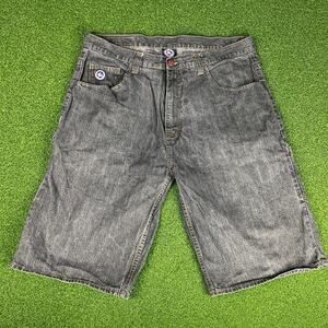 Vintage Y2K G Unit Gray Denim Baggy Embroidered Skater Carpenter Shorts Sz 36